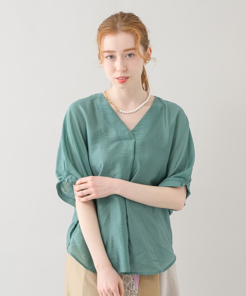 Paradise Picnic（パラダイスピクニック）の「テンセルVネックタックブラウス（シャツ/ブラウス・レディース・ラベンダー/グリーン/グレイッシュベージュ・FREE）」の10枚目の写真