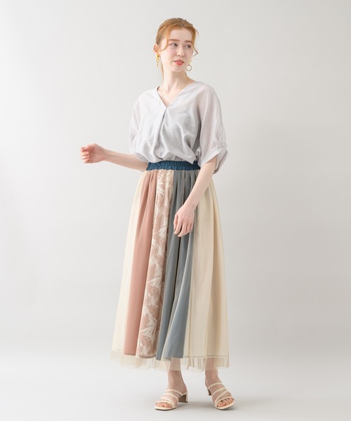 Paradise Picnic（パラダイスピクニック）の「テンセルVネックタックブラウス（シャツ/ブラウス・レディース・ラベンダー/グリーン/グレイッシュベージュ・FREE）」の22枚目の写真