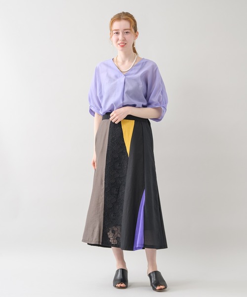 Paradise Picnic（パラダイスピクニック）の「テンセルVネックタックブラウス（シャツ/ブラウス・レディース・ラベンダー/グリーン/グレイッシュベージュ・FREE）」の13枚目の写真