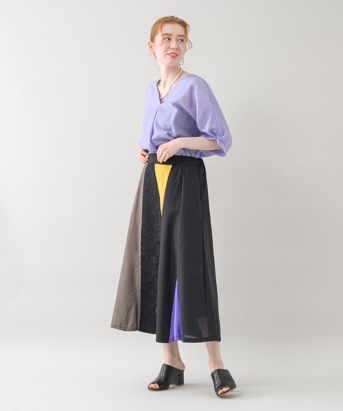 Paradise Picnic（パラダイスピクニック）の「テンセルVネックタックブラウス（シャツ/ブラウス・レディース・ラベンダー/グリーン/グレイッシュベージュ・FREE）」の15枚目の写真