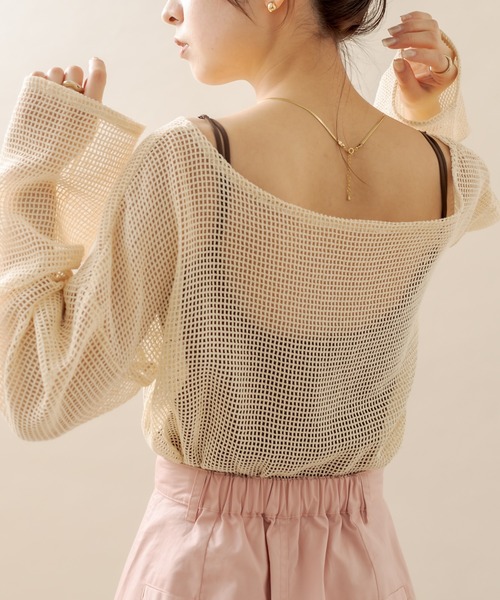 mline（エムライン）の「[mline] メッシュトップス（Tシャツ/カットソー・レディース・ベージュ/ブラウン・FREE）」の13枚目の写真