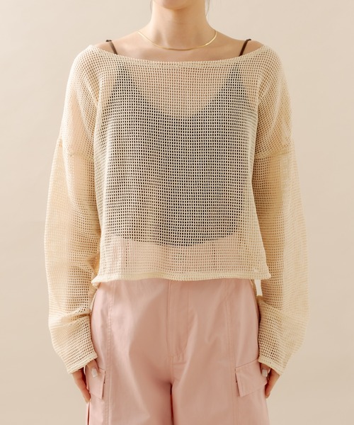mline（エムライン）の「[mline] メッシュトップス（Tシャツ/カットソー・レディース・ベージュ/ブラウン・FREE）」の16枚目の写真