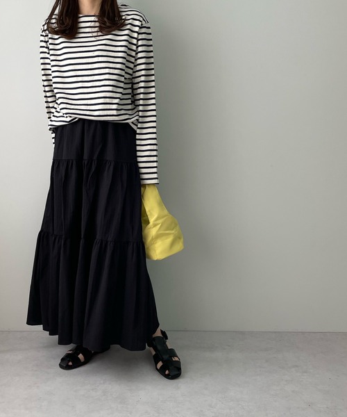 LE MORE（リモア）の「コットンマキシティアードスカート（スカート・レディース・アイボリー/ブラック・FREE）」の4枚目の写真