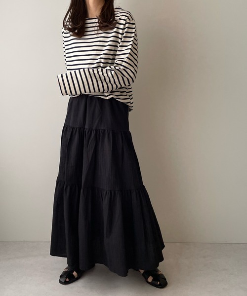 LE MORE（リモア）の「コットンマキシティアードスカート（スカート・レディース・アイボリー/ブラック・FREE）」の5枚目の写真