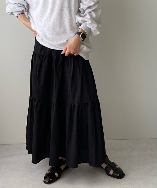 LE MORE（リモア）の「コットンマキシティアードスカート（スカート・レディース・アイボリー/ブラック・FREE）」の8枚目の写真