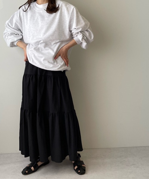 LE MORE（リモア）の「コットンマキシティアードスカート（スカート・レディース・アイボリー/ブラック・FREE）」の9枚目の写真