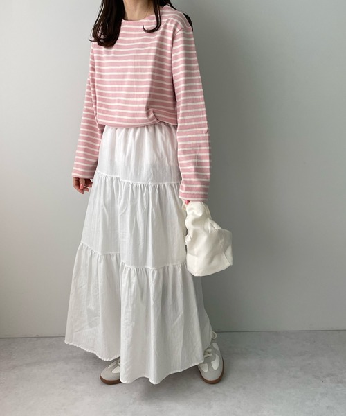 LE MORE（リモア）の「コットンマキシティアードスカート（スカート・レディース・アイボリー/ブラック・FREE）」の10枚目の写真