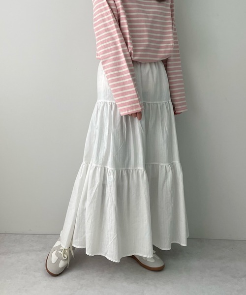 LE MORE（リモア）の「コットンマキシティアードスカート（スカート・レディース・アイボリー/ブラック・FREE）」の11枚目の写真