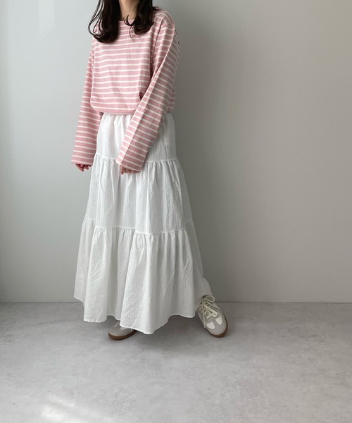 LE MORE（リモア）の「コットンマキシティアードスカート（スカート・レディース・アイボリー/ブラック・FREE）」の12枚目の写真