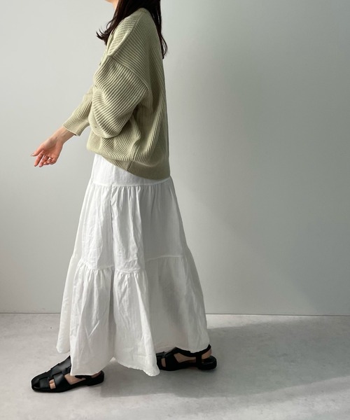 LE MORE（リモア）の「コットンマキシティアードスカート（スカート・レディース・アイボリー/ブラック・FREE）」の13枚目の写真