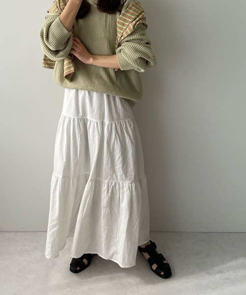 LE MORE（リモア）の「コットンマキシティアードスカート（スカート・レディース・アイボリー/ブラック・FREE）」の14枚目の写真