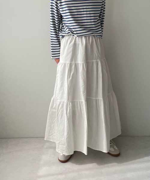 LE MORE（リモア）の「コットンマキシティアードスカート（スカート・レディース・アイボリー/ブラック・FREE）」の16枚目の写真