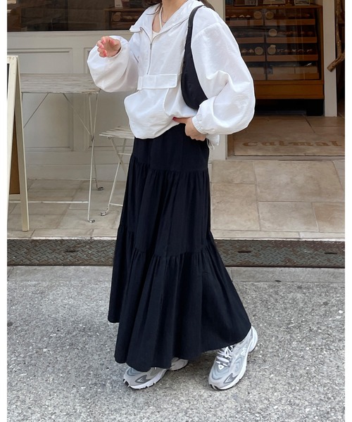 LE MORE（リモア）の「コットンマキシティアードスカート（スカート・レディース・アイボリー/ブラック・FREE）」の22枚目の写真