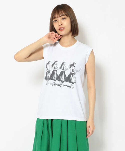 FUNG（ファング）の「FUNG/ファング　Sleeveless T hulagirls　スリーブレスティー　”フラガール”（タンクトップ・レディース・ホワイト・SMALL）」の2枚目の写真