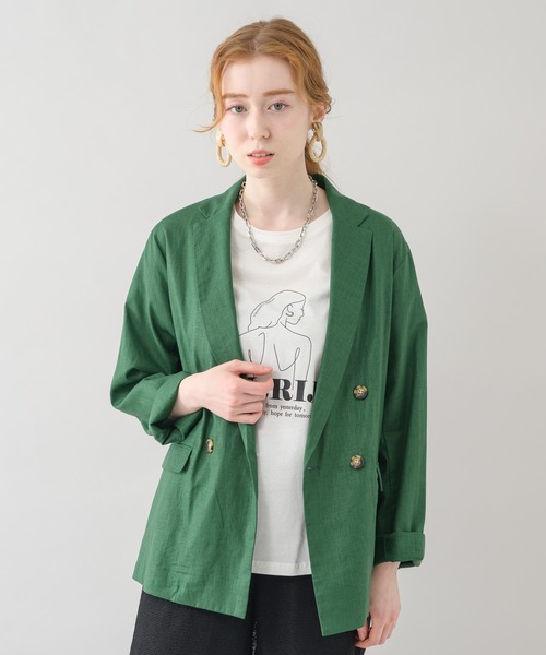 Paradise Picnic（パラダイスピクニック）の「コーティングウォッシュジャケット（テーラードジャケット・レディース・ベージュ/グリーン・FREE）」の2枚目の写真