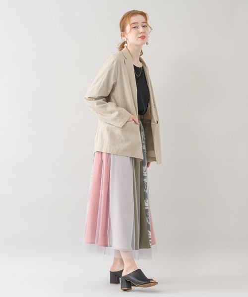 Paradise Picnic（パラダイスピクニック）の「コーティングウォッシュジャケット（テーラードジャケット・レディース・ベージュ/グリーン・FREE）」の11枚目の写真