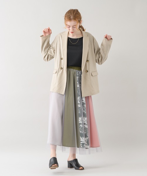 Paradise Picnic（パラダイスピクニック）の「コーティングウォッシュジャケット（テーラードジャケット・レディース・ベージュ/グリーン・FREE）」の3枚目の写真