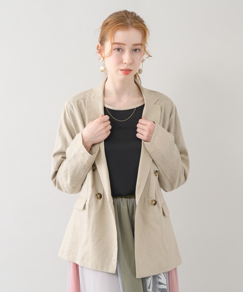 Paradise Picnic（パラダイスピクニック）の「コーティングウォッシュジャケット（テーラードジャケット・レディース・ベージュ/グリーン・FREE）」の18枚目の写真