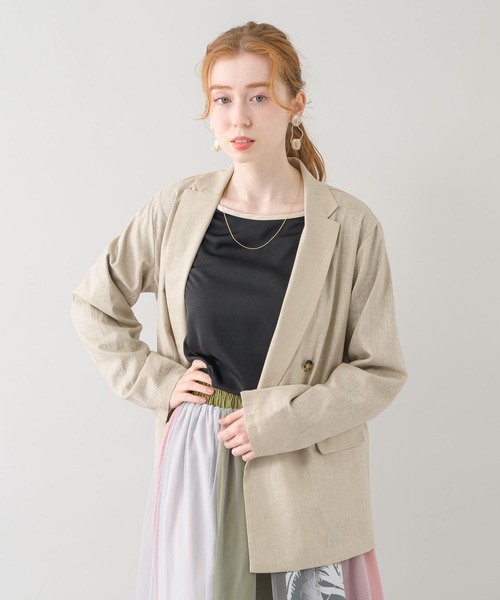 Paradise Picnic（パラダイスピクニック）の「コーティングウォッシュジャケット（テーラードジャケット・レディース・ベージュ/グリーン・FREE）」の21枚目の写真