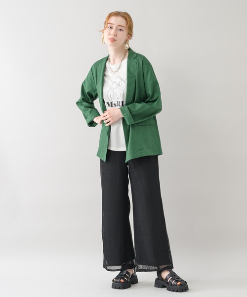 Paradise Picnic（パラダイスピクニック）の「コーティングウォッシュジャケット（テーラードジャケット・レディース・ベージュ/グリーン・FREE）」の8枚目の写真