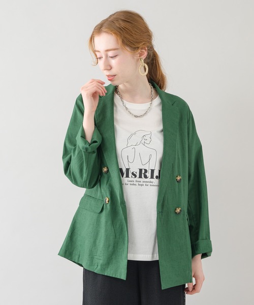 Paradise Picnic（パラダイスピクニック）の「コーティングウォッシュジャケット（テーラードジャケット・レディース・ベージュ/グリーン・FREE）」の19枚目の写真