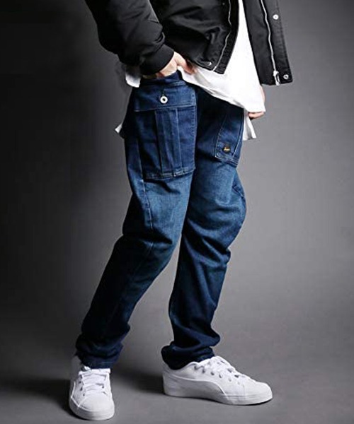 EDWIN(エドウィン)の「JEANISM EDWIN/エドウィン 立体裁断 デニム ストレッチ ヘリクルーカーゴパンツ(カーゴパンツ・メンズ・ネイビー/ブルー/ダークインディゴブルー・32inch/30inch/28inch/34inch)」の2枚目の写真