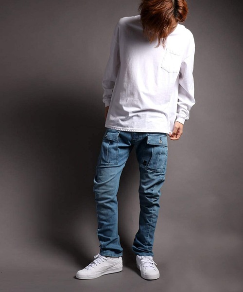 EDWIN(エドウィン)の「JEANISM EDWIN/エドウィン 立体裁断 デニム ストレッチ ヘリクルーカーゴパンツ(カーゴパンツ・メンズ・ネイビー/ブルー/ダークインディゴブルー・32inch/30inch/28inch/34inch)」の20枚目の写真