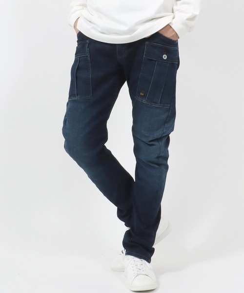 EDWIN(エドウィン)の「JEANISM EDWIN/エドウィン 立体裁断 デニム ストレッチ ヘリクルーカーゴパンツ(カーゴパンツ・メンズ・ネイビー/ブルー/ダークインディゴブルー・32inch/30inch/28inch/34inch)」の4枚目の写真