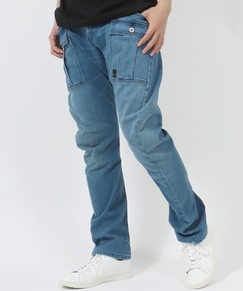 EDWIN(エドウィン)の「JEANISM EDWIN/エドウィン 立体裁断 デニム ストレッチ ヘリクルーカーゴパンツ(カーゴパンツ・メンズ・ネイビー/ブルー/ダークインディゴブルー・32inch/30inch/28inch/34inch)」の5枚目の写真