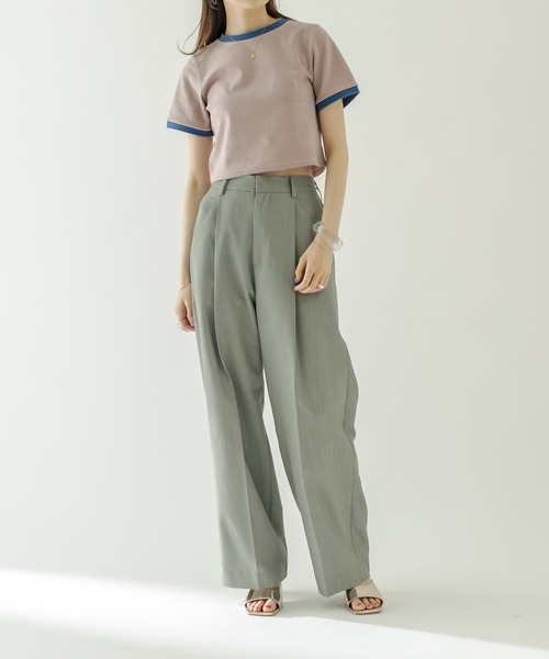 mystic（ミスティック）の「ボーダーリンガーTシャツ（Tシャツ/カットソー・レディース・ネイビー/オフホワイト/ピンク/グリーン・FREE）」の22枚目の写真