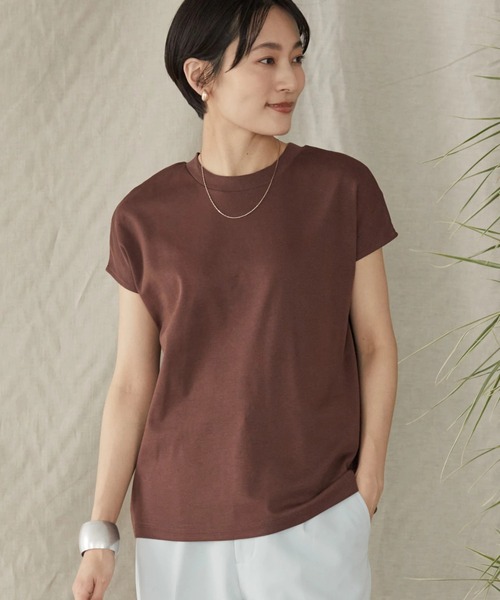 AMERICAN HOLIC(アメリカンホリック)の「クルーネックフレンチスリーブTEE(Tシャツ/カットソー・レディース・ブラック/ブラウン/オフホワイト/ブルー/アイボリー/その他7・S/M/L)」の4枚目の写真