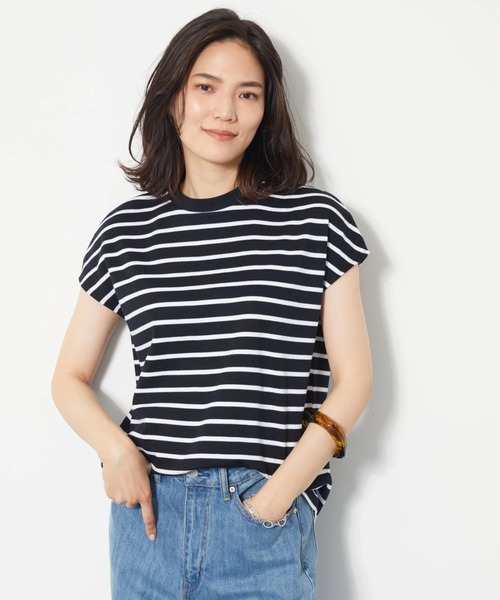 AMERICAN HOLIC(アメリカンホリック)の「クルーネックフレンチスリーブTEE(Tシャツ/カットソー・レディース・ブラック/ブラウン/オフホワイト/ブルー/アイボリー/その他7・S/M/L)」の6枚目の写真