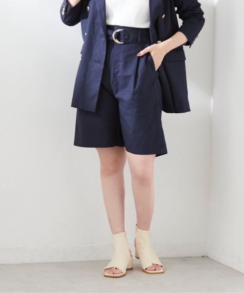 natural couture（ナチュラルクチュール）の「ベルト付き綿麻ショートパンツ（その他パンツ・レディース・ベージュ/ライトベージュ/ネイビー/サックスブルー・FREE）」の11枚目の写真