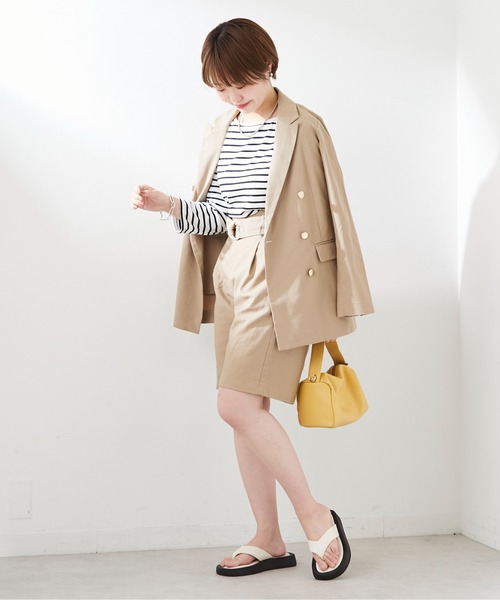 natural couture（ナチュラルクチュール）の「ベルト付き綿麻ショートパンツ（その他パンツ・レディース・ベージュ/ライトベージュ/ネイビー/サックスブルー・FREE）」の5枚目の写真