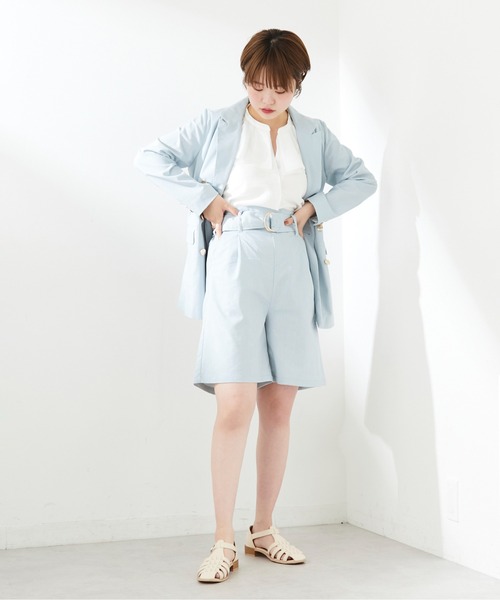 natural couture（ナチュラルクチュール）の「ベルト付き綿麻ショートパンツ（その他パンツ・レディース・ベージュ/ライトベージュ/ネイビー/サックスブルー・FREE）」の14枚目の写真