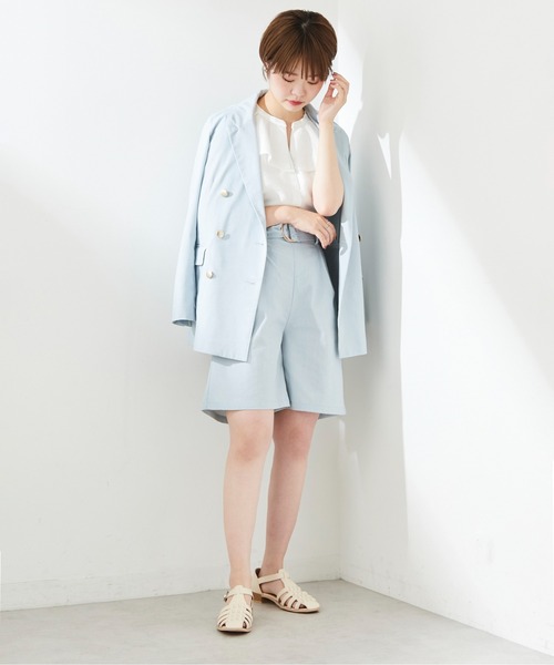 natural couture（ナチュラルクチュール）の「ベルト付き綿麻ショートパンツ（その他パンツ・レディース・ベージュ/ライトベージュ/ネイビー/サックスブルー・FREE）」の15枚目の写真