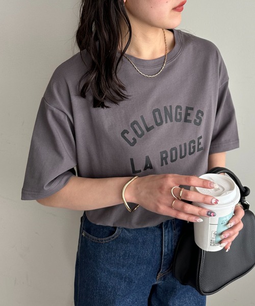 DISCOAT（ディスコート）の「【WEB限定】アーチロゴ半袖Tシャツ（Tシャツ/カットソー・レディース・ライトグレー/ピンク/ホワイト×グリーン/ホワイト×グレー/ホワイト×ピンク/グレー系その他/ネイビー・FREE）」の6枚目の写真