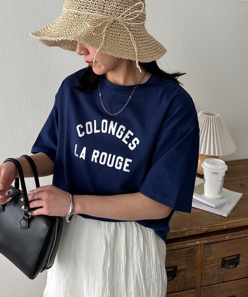 DISCOAT（ディスコート）の「【WEB限定】アーチロゴ半袖Tシャツ（Tシャツ/カットソー・レディース・ライトグレー/ピンク/ホワイト×グリーン/ホワイト×グレー/ホワイト×ピンク/グレー系その他/ネイビー・FREE）」の2枚目の写真