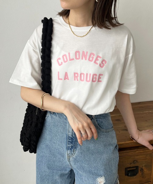 DISCOAT（ディスコート）の「【WEB限定】アーチロゴ半袖Tシャツ（Tシャツ/カットソー・レディース・ライトグレー/ピンク/ホワイト×グリーン/ホワイト×グレー/ホワイト×ピンク/グレー系その他/ネイビー・FREE）」の4枚目の写真