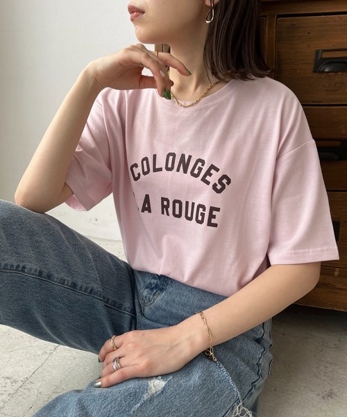 DISCOAT（ディスコート）の「【WEB限定】アーチロゴ半袖Tシャツ（Tシャツ/カットソー・レディース・ライトグレー/ピンク/ホワイト×グリーン/ホワイト×グレー/ホワイト×ピンク/グレー系その他/ネイビー・FREE）」の7枚目の写真