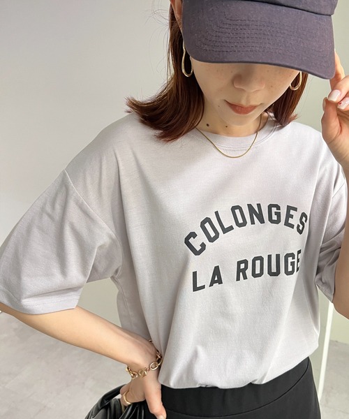 DISCOAT（ディスコート）の「【WEB限定】アーチロゴ半袖Tシャツ（Tシャツ/カットソー・レディース・ライトグレー/ピンク/ホワイト×グリーン/ホワイト×グレー/ホワイト×ピンク/グレー系その他/ネイビー・FREE）」の5枚目の写真