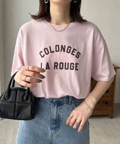 DISCOAT（ディスコート）の「【WEB限定】アーチロゴ半袖Tシャツ（Tシャツ/カットソー・レディース・ライトグレー/ピンク/ホワイト×グリーン/ホワイト×グレー/ホワイト×ピンク/グレー系その他/ネイビー・FREE）」の13枚目の写真