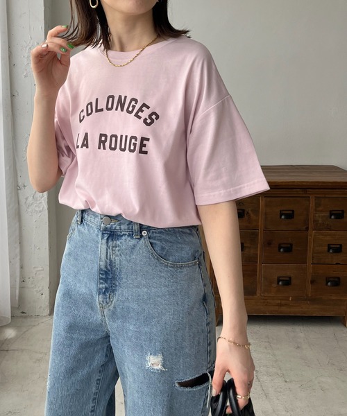 DISCOAT（ディスコート）の「【WEB限定】アーチロゴ半袖Tシャツ（Tシャツ/カットソー・レディース・ライトグレー/ピンク/ホワイト×グリーン/ホワイト×グレー/ホワイト×ピンク/グレー系その他/ネイビー・FREE）」の10枚目の写真