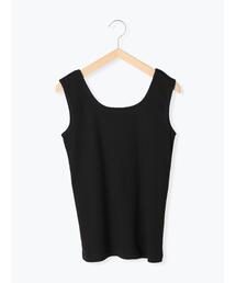 Samansa Mos2 blue | 前後2WAYジャカードテレコタンクトップ(Tシャツ/カットソー)