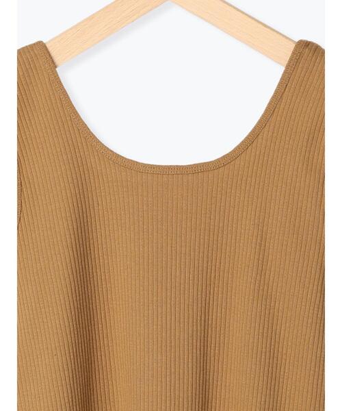 Samansa Mos2 blue（サマンサモスモスブルー）の「前後2WAYジャカードテレコタンクトップ（Tシャツ/カットソー・レディース・ブラック/ダークブラウン/オフホワイト/マスタード・MEDIUM/LARGE）」の12枚目の写真