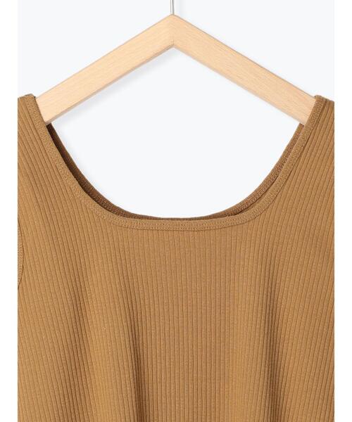 Samansa Mos2 blue（サマンサモスモスブルー）の「前後2WAYジャカードテレコタンクトップ（Tシャツ/カットソー・レディース・ブラック/ダークブラウン/オフホワイト/マスタード・MEDIUM/LARGE）」の9枚目の写真