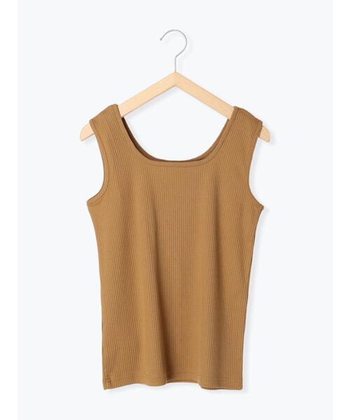 Samansa Mos2 blue（サマンサモスモスブルー）の「前後2WAYジャカードテレコタンクトップ（Tシャツ/カットソー・レディース・ブラック/ダークブラウン/オフホワイト/マスタード・MEDIUM/LARGE）」の7枚目の写真