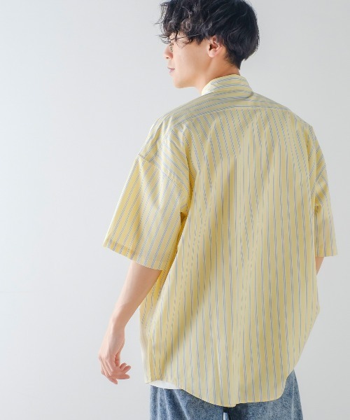 improves（インプローブス）の「ブロード オーバーサイズ レギュラーカラー 半袖 ストライプシャツ（シャツ/ブラウス・メンズ・サックスブルー/ラベンダー/イエロー/ホワイト・LARGE/X-LARGE/MEDIUM）」の21枚目の写真