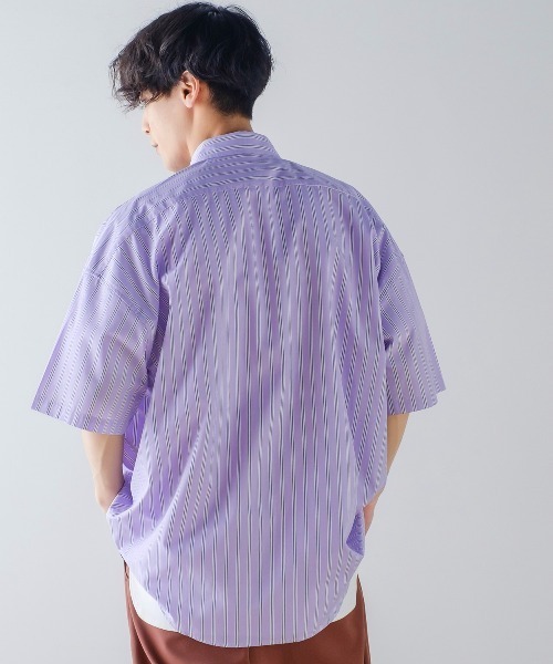 improves（インプローブス）の「ブロード オーバーサイズ レギュラーカラー 半袖 ストライプシャツ（シャツ/ブラウス・メンズ・サックスブルー/ラベンダー/イエロー/ホワイト・LARGE/X-LARGE/MEDIUM）」の16枚目の写真