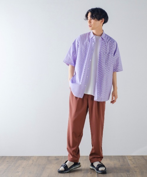 improves（インプローブス）の「ブロード オーバーサイズ レギュラーカラー 半袖 ストライプシャツ（シャツ/ブラウス・メンズ・サックスブルー/ラベンダー/イエロー/ホワイト・LARGE/X-LARGE/MEDIUM）」の18枚目の写真